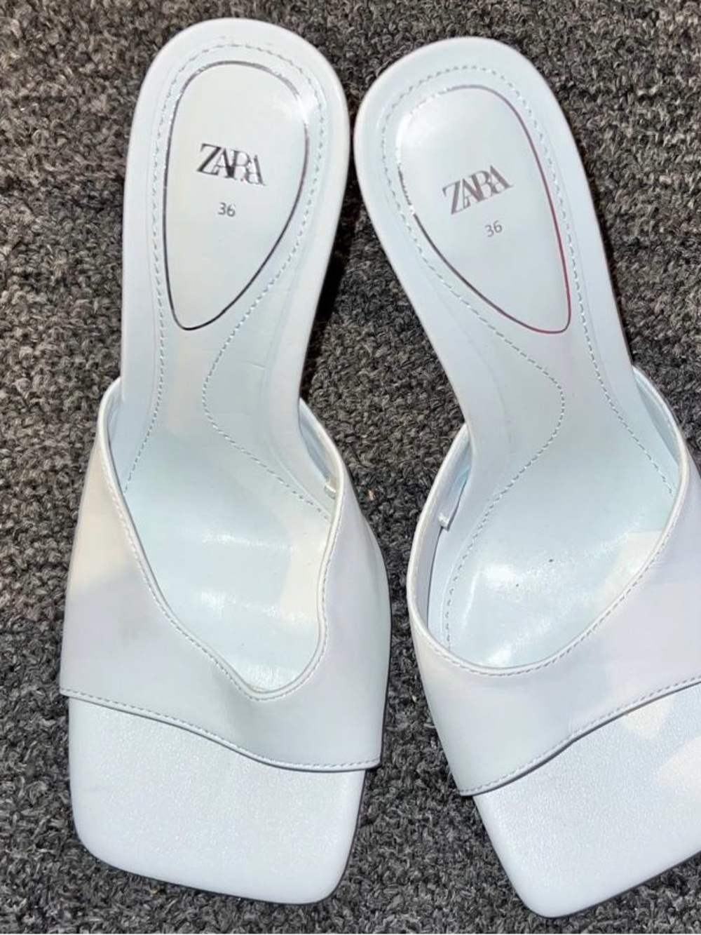Zara White Square-Toe Slip-On Mules - Picture 2 of 2